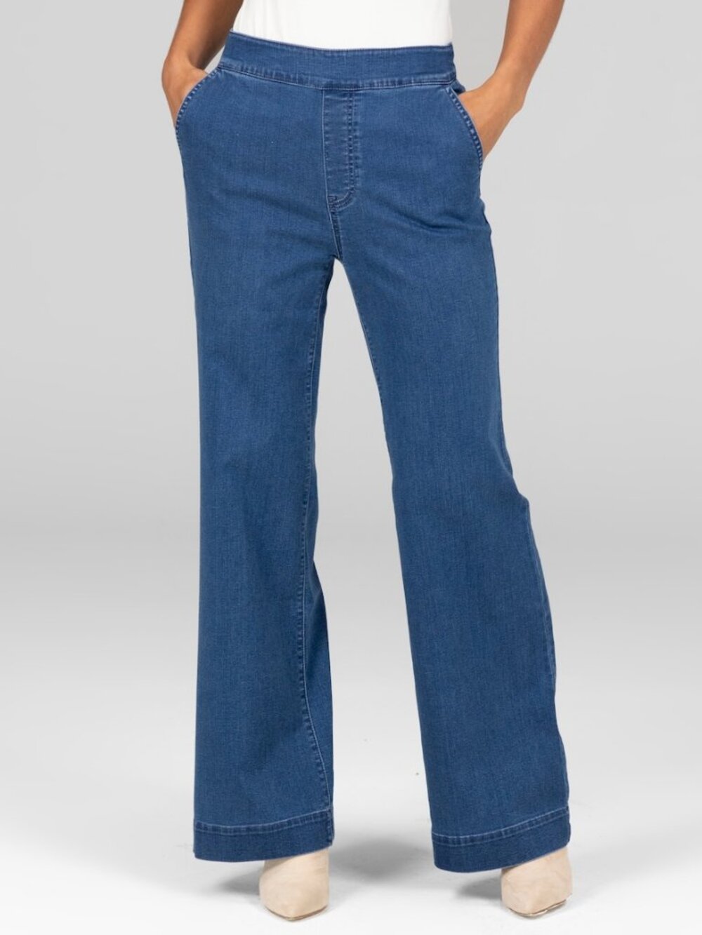 Veronica Stretch Denim Trouser: Classic Wash